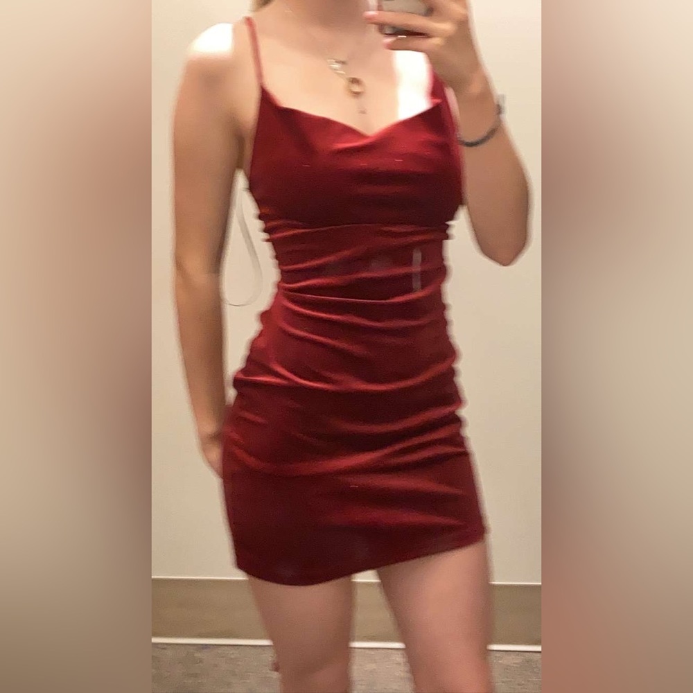 This is a red sparkly cocktail/ Homecoming dress
